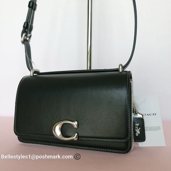 COACH Bandit Luxe Refined Smooth Calf Leather Small Crossbody Bag- Black color ⭐ - Picture 1 of 16